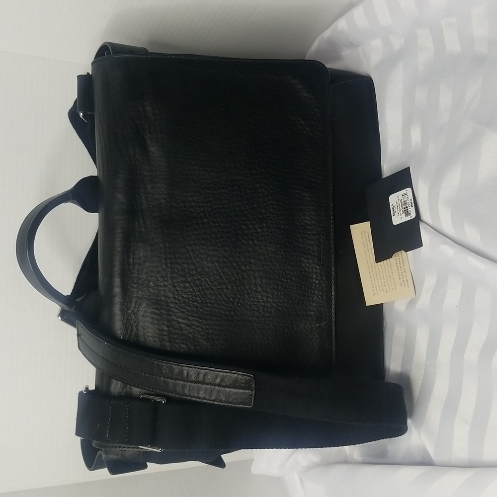 SHINOLA FLAP MESSENGER BAG IN BLACK/CANVAS-LEATHER